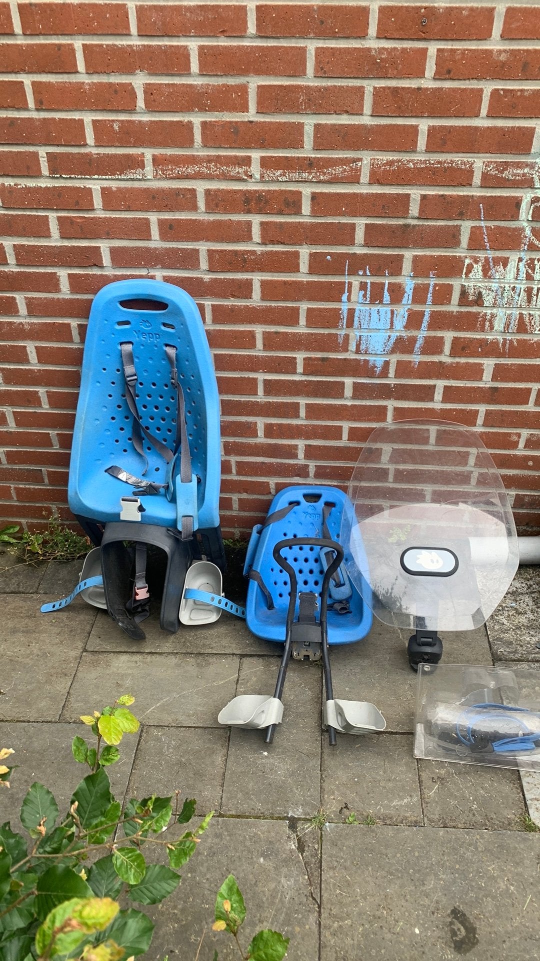 Yepp set Mini Voorzitje + Windscherm & Yepp Maxi Achterzitje, Ophalen, 0 t/m 18 kg, Voorzitje, Gebruikt
