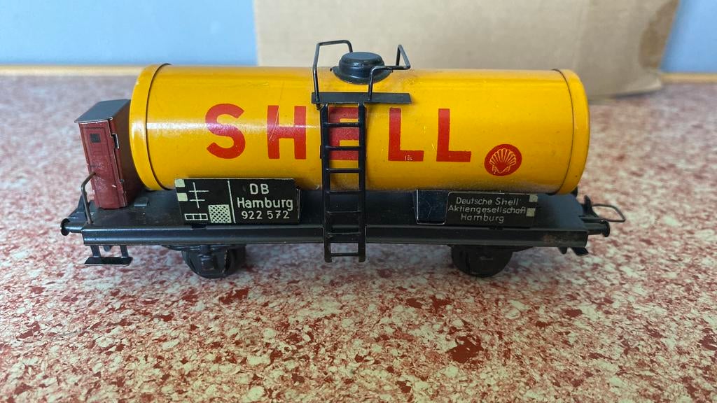 Trix ketelwagen Shell, blik, vintage, Gelijkstroom, Trix, Wagon, Ophalen of Verzenden