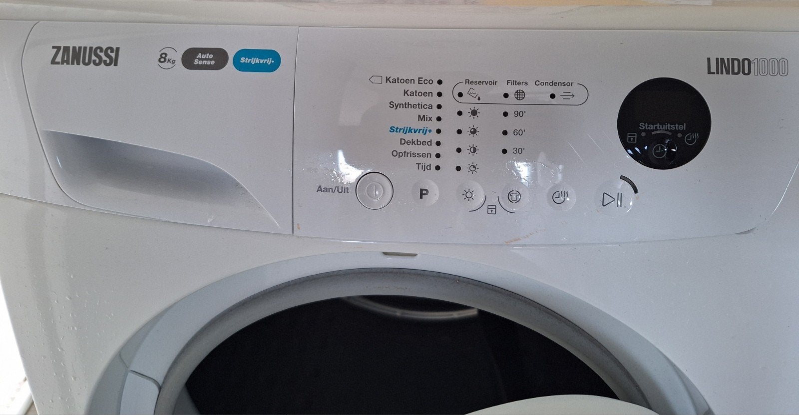 Zanussi Lindo 1000 ZDH8345NW Condensdroger 8kg, Ophalen, 6 tot 8 kg, Gebruikt, Voorlader