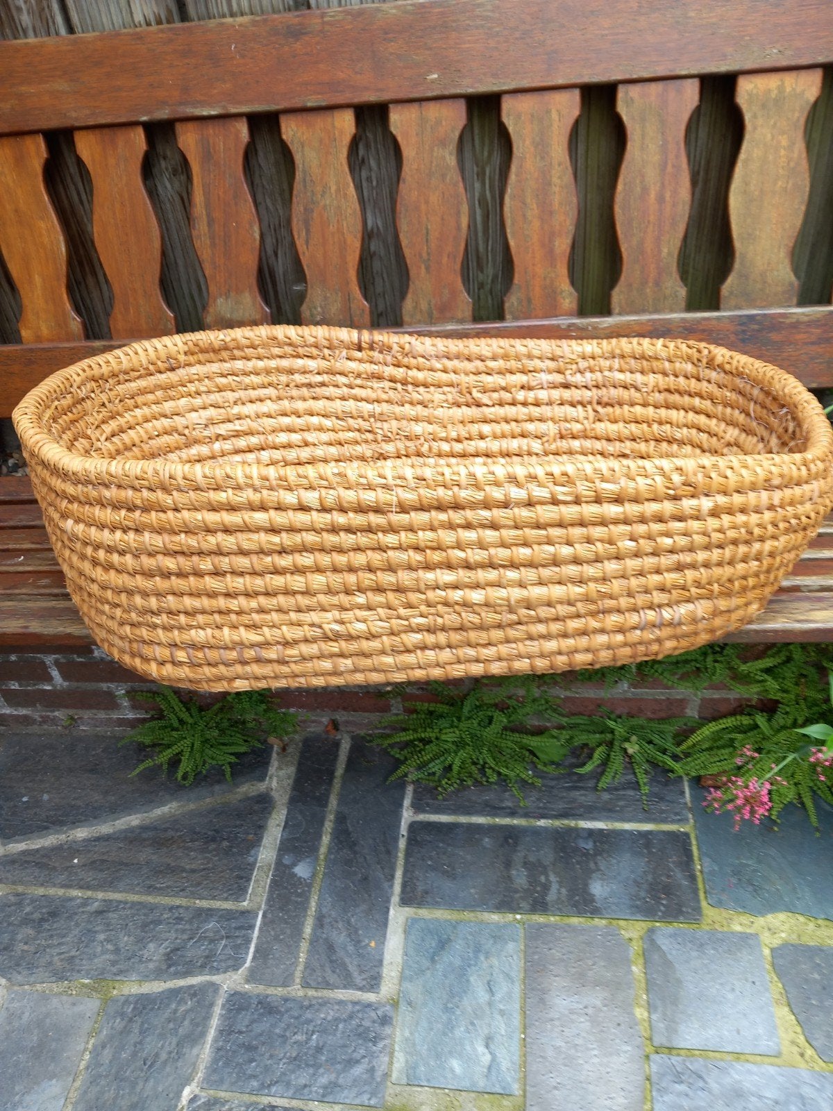 Mand van gevlochten stro, Tuin en Terras, Ophalen of Verzenden, Zo goed als nieuw, Overige materialen