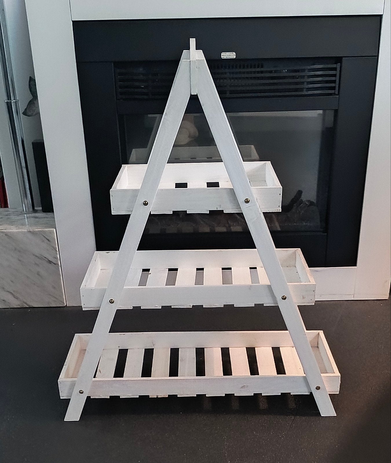 Grotte witte houten etagere op 3 niveaus, Ophalen, Zo goed als nieuw, Hout, Wit