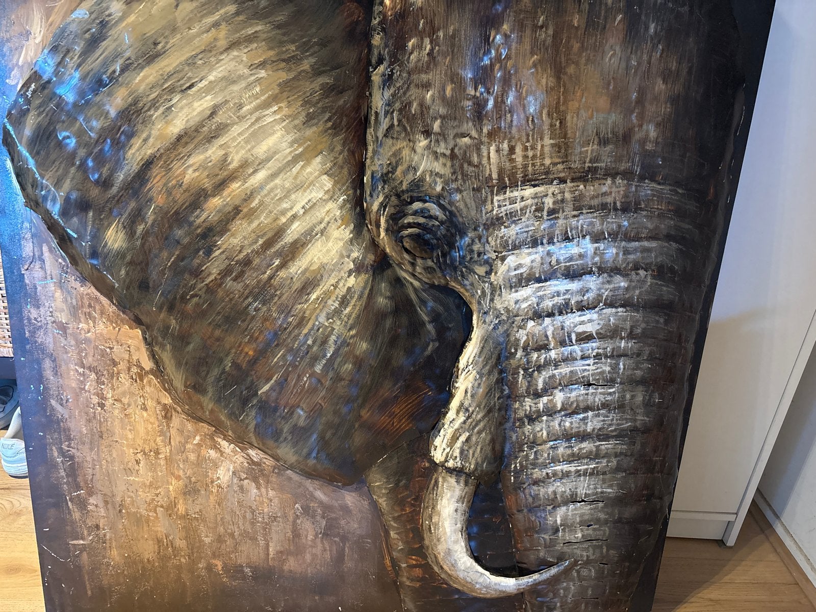 Groot Metalen Schilderij Olifant - 3d, Ophalen, 3D-effect, Dieren, Overige technieken