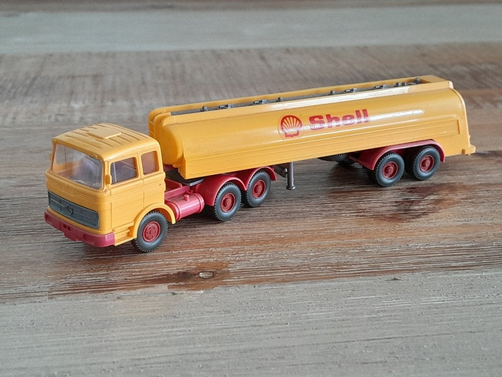 Wiking Mercedes met Shell-trailer, Ophalen of Verzenden, Zo goed als nieuw, Bus of Vrachtwagen, Wiking