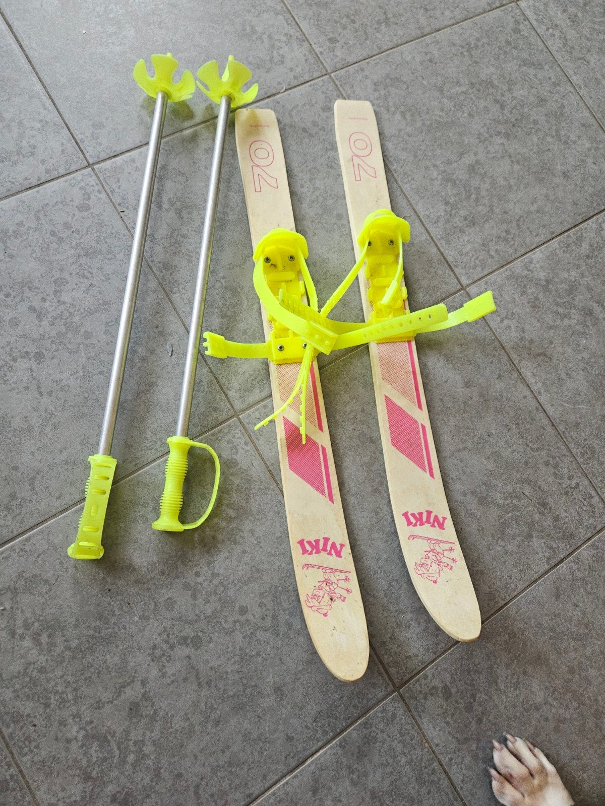 Vintage Peuter Ski's Niki 70 cm met Stokken, Overige merken, Gebruikt, Ophalen of Verzenden, Skiën