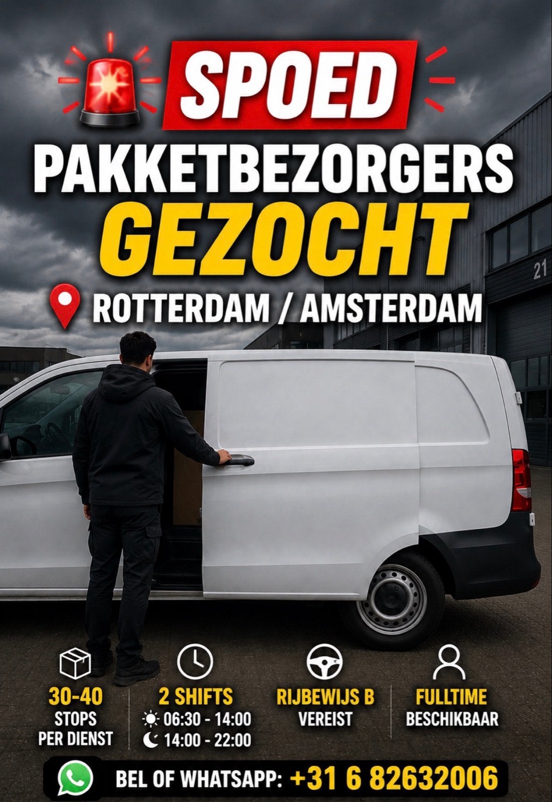 Pakketbezorgerd gezocht AMSTERDAM/ROTTERDAM, 33 - 40 uur, Overige niveaus, Overige vormen