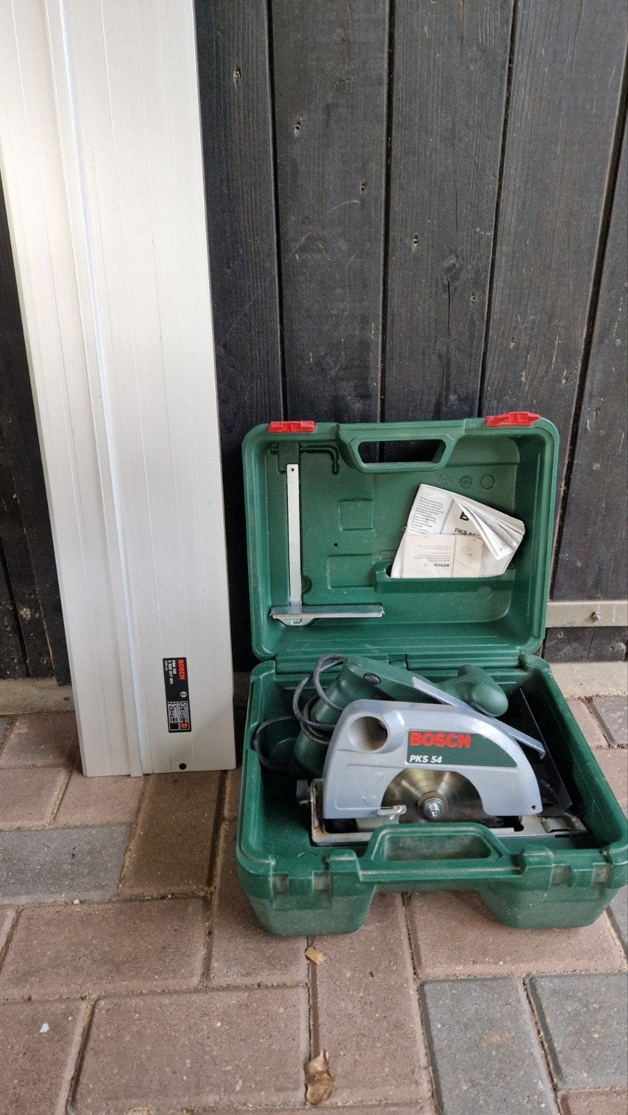 Bosch PKS 54 Cirkelzaag met geleiderail en koffer, Gebruikt, Cirkelzaag, 600 tot 1200 watt, Ophalen of Verzenden