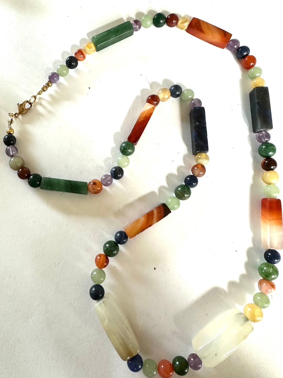 Vintage half edelstenen ketting, Gebruikt, Overige kleuren, Verzenden, Steen of Mineraal