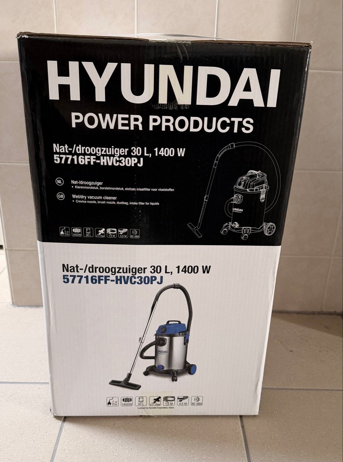 Hyundai Nat-/droogzuiger 30L 1400W 57716FF-HVC30PJ, Overige merken, Nieuw, Ophalen of Verzenden, Industriële stofzuiger