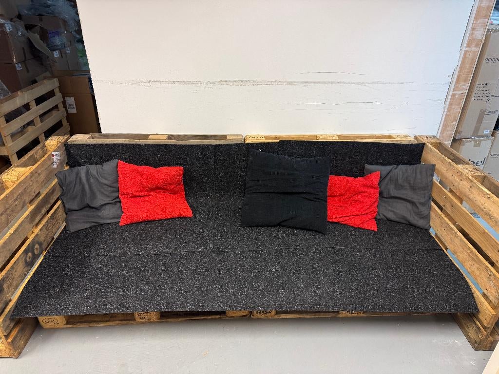 pallet bank, Huis en Inrichting, Banken | Bankstellen, Ophalen, 250 tot 300 cm, Gebruikt, Driepersoons