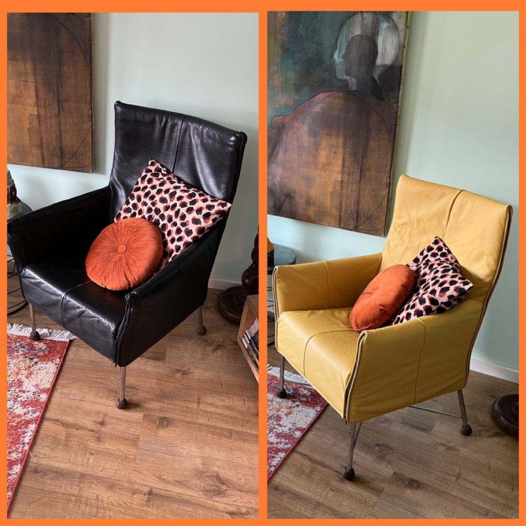 Zwarte, originele hoes voor Charly fauteuil van Montis, Huis en Inrichting, Gebruikt, Jaren ‘70-‘90 design, Zwart, Leer