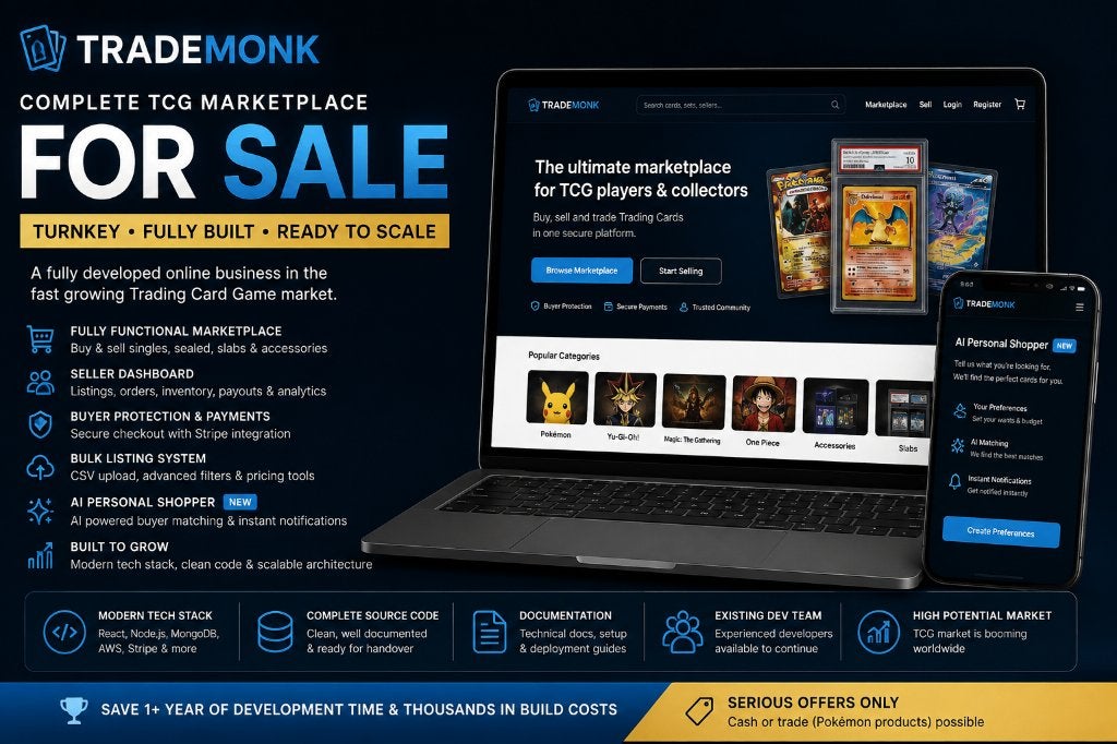 Compleet TCG Marketplace Platform / Online Bedrijf te Koop, Ophalen of Verzenden