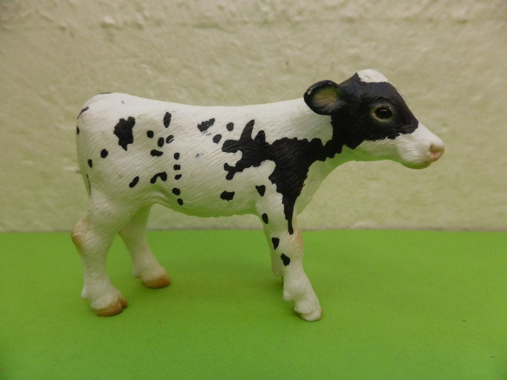Schleich 13634 kalf zwart wit, dierfiguur, Verzamelen, Dierenverzamelingen, Verzenden, Zo goed als nieuw, Boerderijdier, Beeldje of Figuurtje