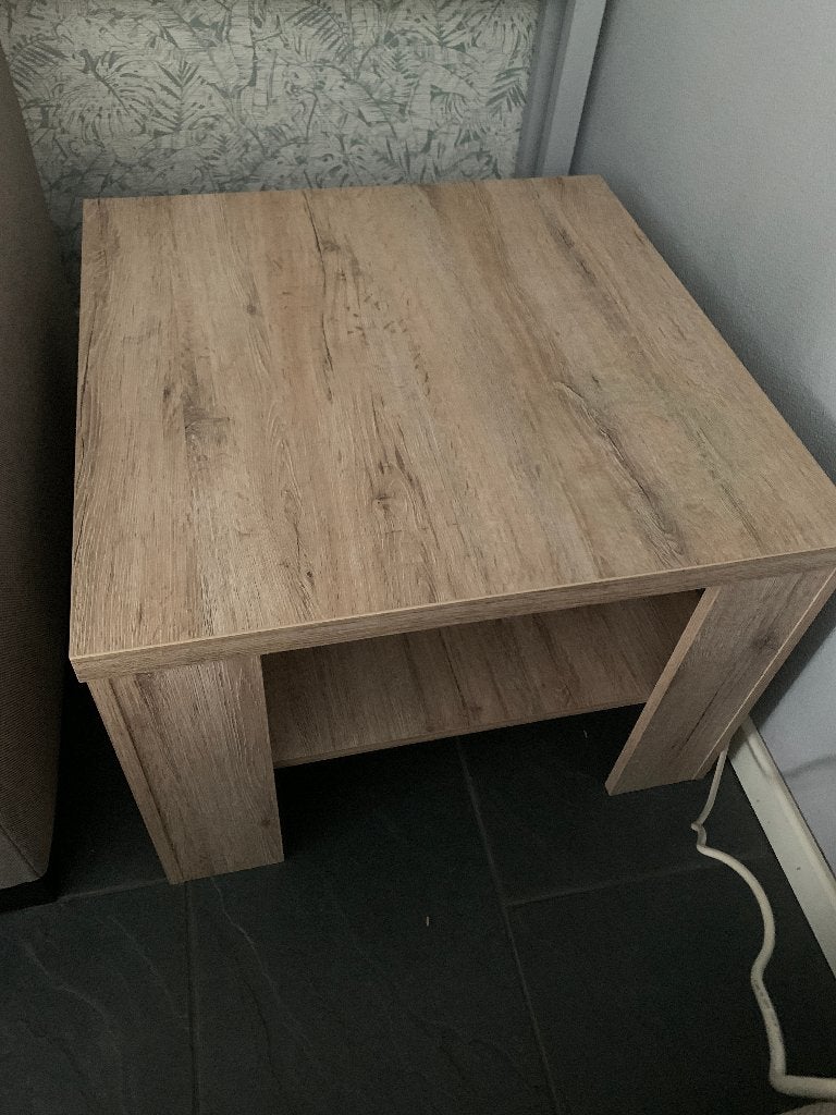 vierkanten houten tafel  65x65, Ophalen, Gebruikt, 50 tot 100 cm, Vierkant