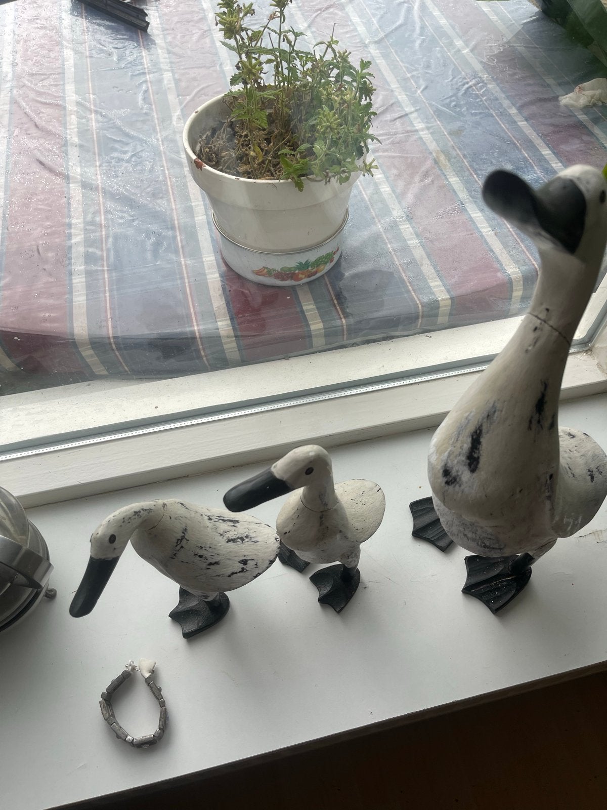 Set van 3 houten eenden - decoratieve beelden, Hout, Gebruikt, Ophalen of Verzenden, Landelijk