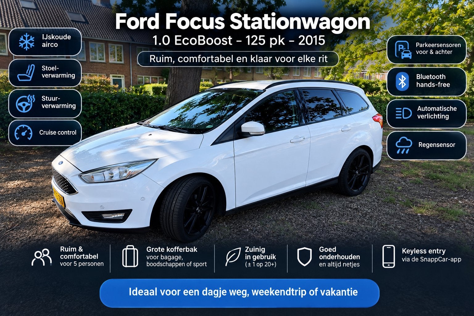 Auto te huur / huren | Ford Focus | stationwagen | €325 p/w, Met chauffeur, Personenauto