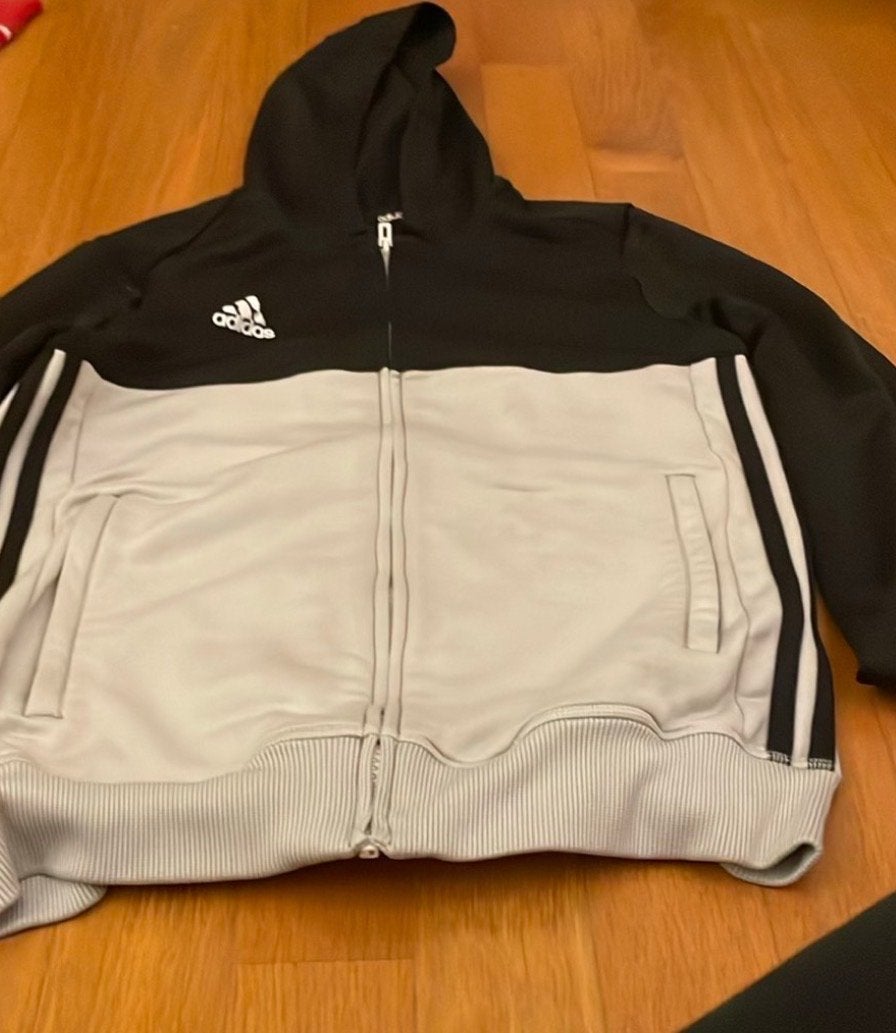 Adidas Jack - Zwart/Grijs met Capuchon, Ophalen, Gebruikt, Jongen of Meisje