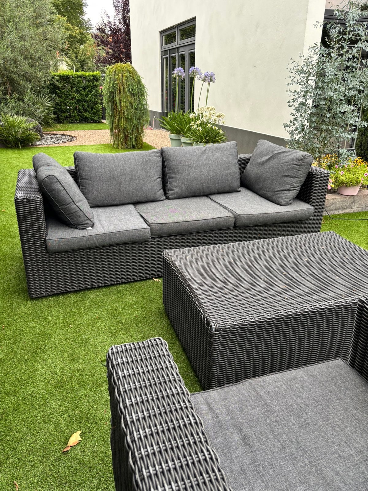 Loungeset 5 persoons incl salontafel en kussens, Tuin en Terras, Ophalen, Zo goed als nieuw