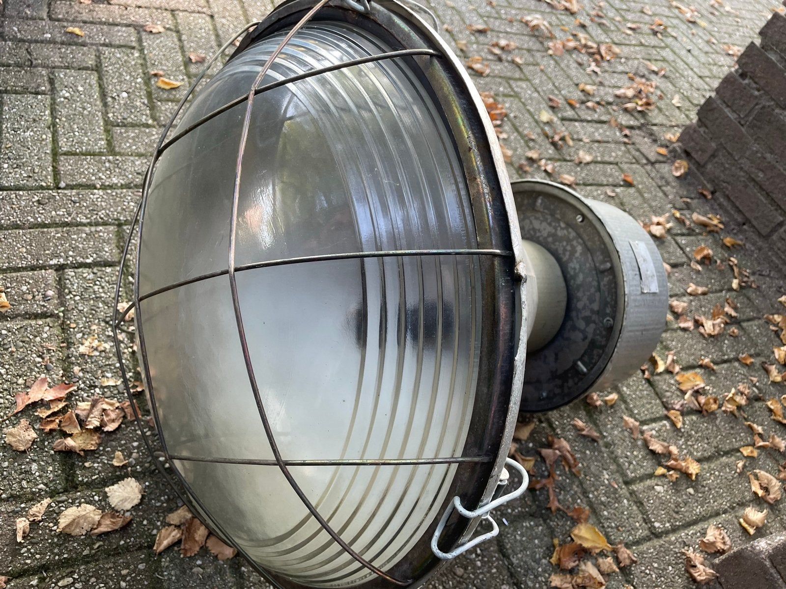 Industriële Fabriekslamp - Hanglamp, Ophalen of Verzenden, Gebruikt, Glas, E27 (groot)