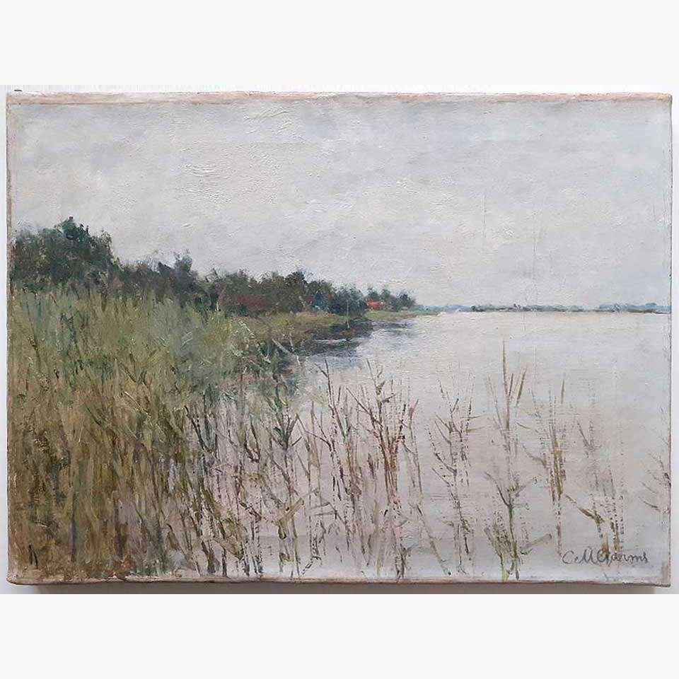 Coenraad Matthias Garms (1863-1944) olie op doek 29x40 cm d2, Ophalen of Verzenden