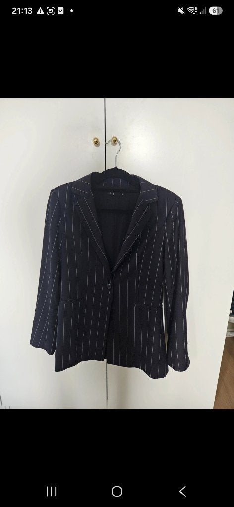 Blazer donker blauw wit krijtstreep, Maat 38/40 (M), Nieuw, Less, Jasje
