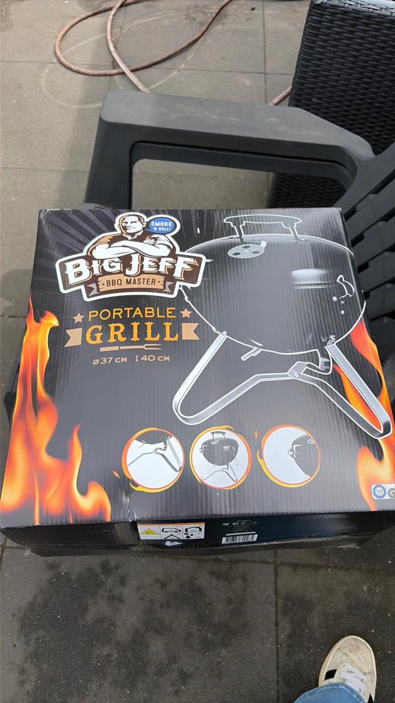 Big Jeff BBQ Master Draagbare Grill Ø37cm, Tuin en Terras, Barbecue-accessoires, Nieuw, Ophalen