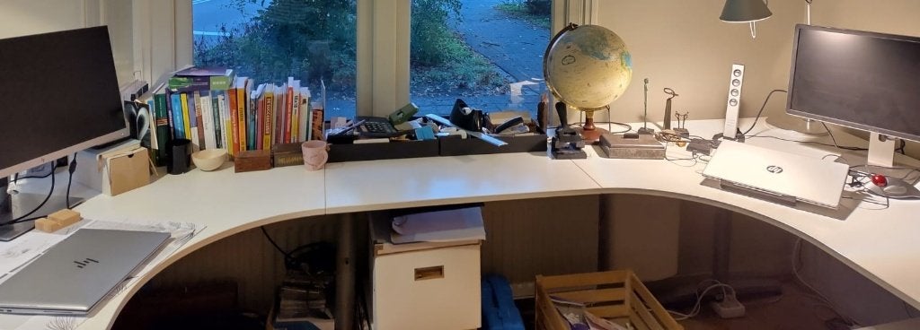 IKEA Galant hoekbureau 3 delen, 320 cm, Spaanplaat of MDF, Hoekbureau, Ophalen of Verzenden