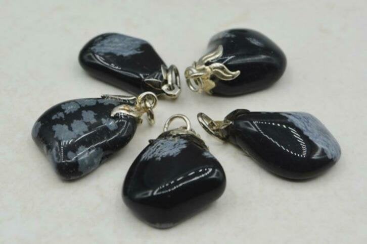 Sneeuwvlokken Obsidiaan hangers (M), Nieuw, Ophalen of Verzenden, Nvt, Nvt