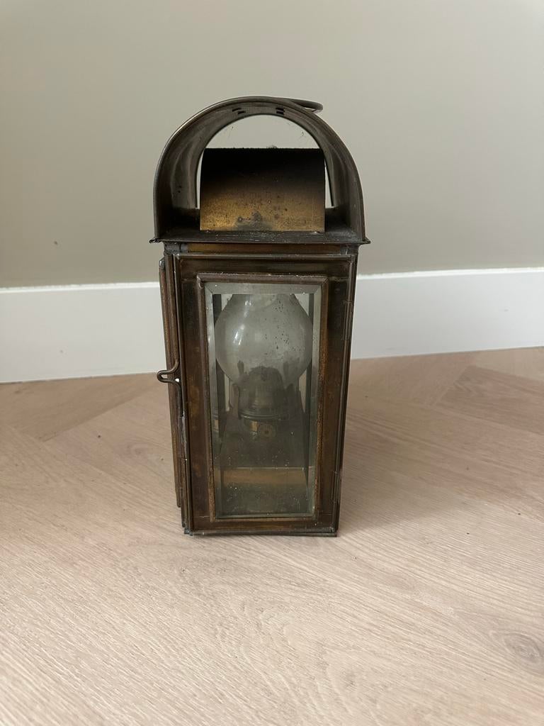 Antieke scheepslamp / olielamp van messing, Ophalen of Verzenden
