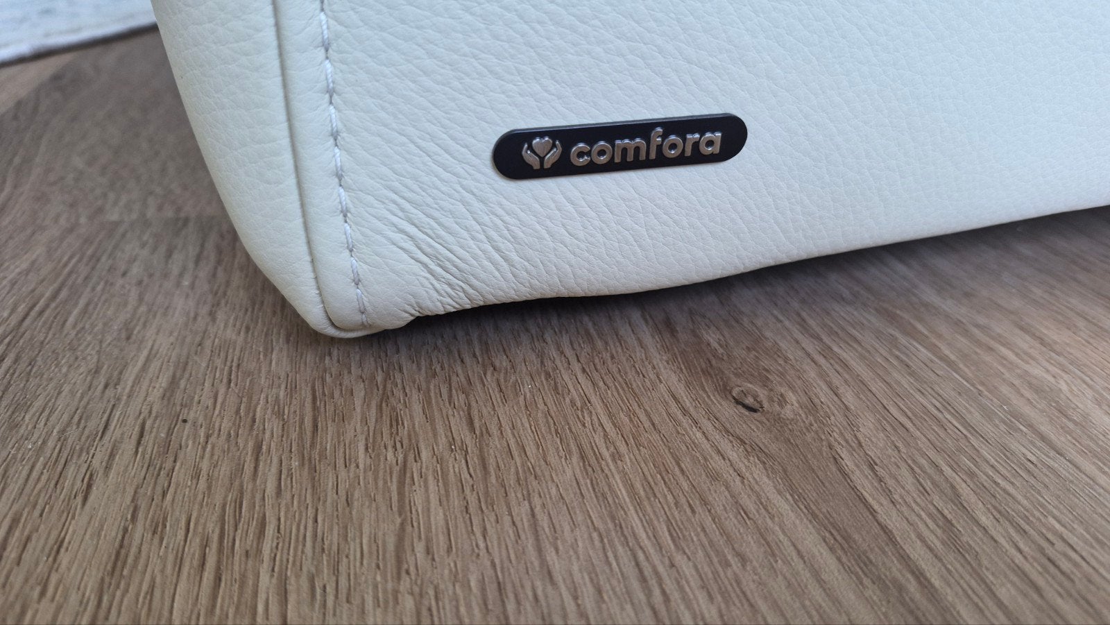 Comfora Fameux 2-zitsbank - Crème Leer, Gebruikt, 150 tot 200 cm, Tweepersoons, Ophalen of Verzenden