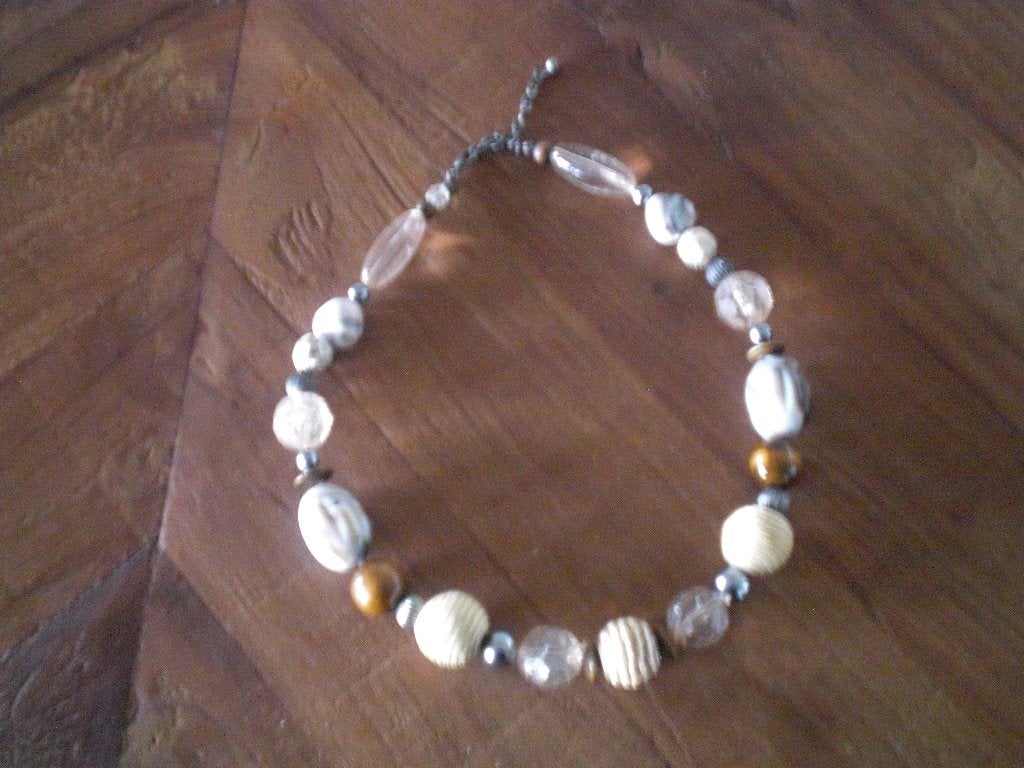 Zgan- Prachtige Ketting., Sieraden, Tassen en Uiterlijk, Kettingen, Ophalen of Verzenden, Zo goed als nieuw, Bruin, Overige materialen