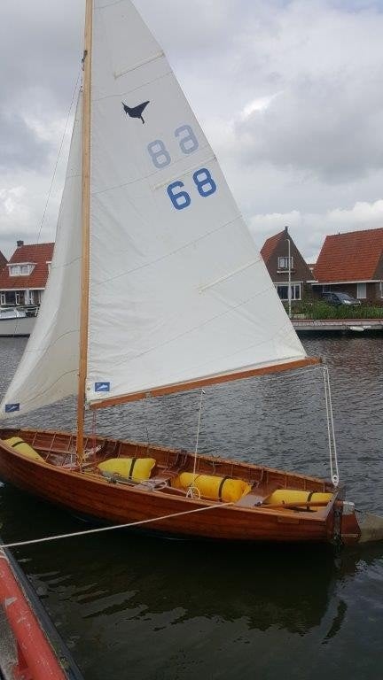 Lapwing 12.6 voet Jol - Klassieke houten zeiljol, Watersport en Boten, Gebruikt, Inclusief zeilen, Ophalen of Verzenden, Hout