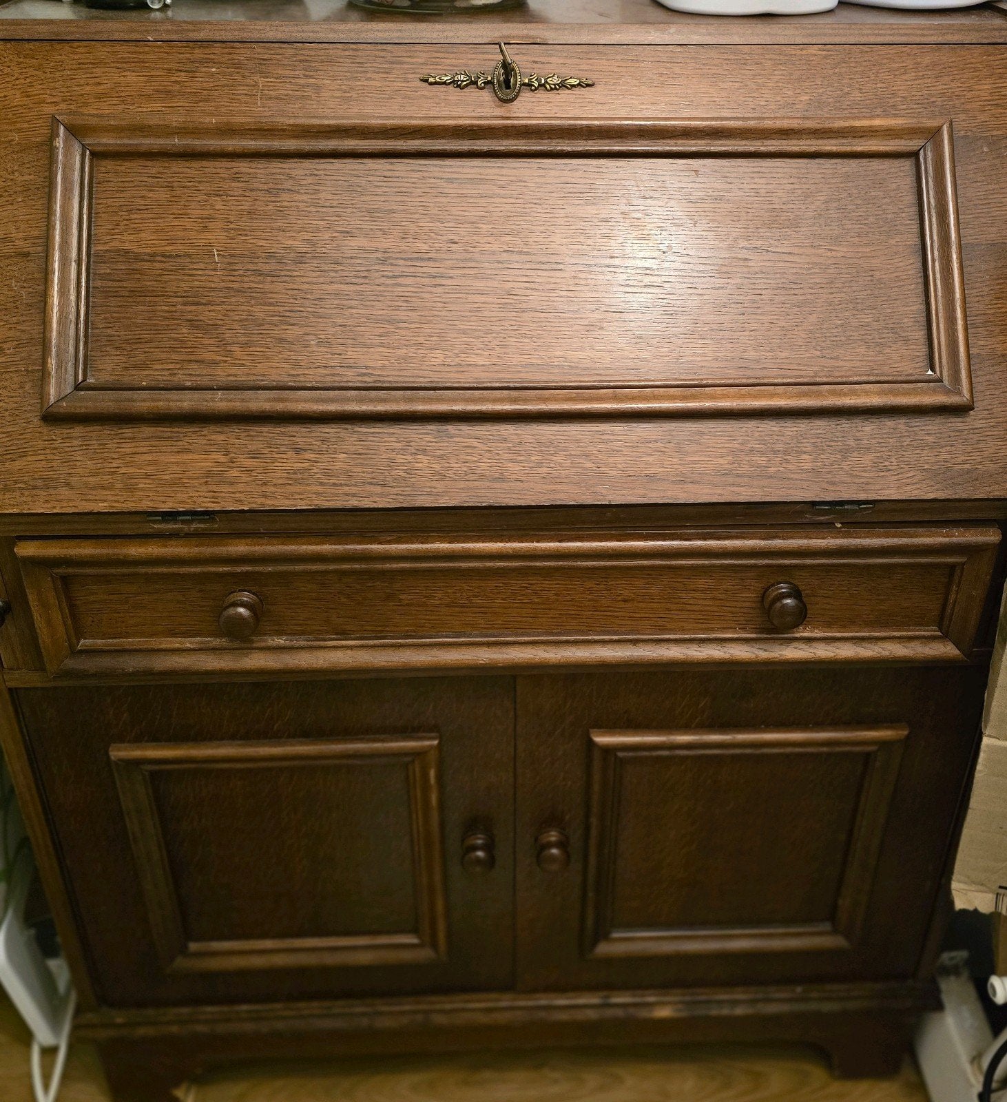 Antiek houten secretaire met lade en kast, Ophalen of Verzenden