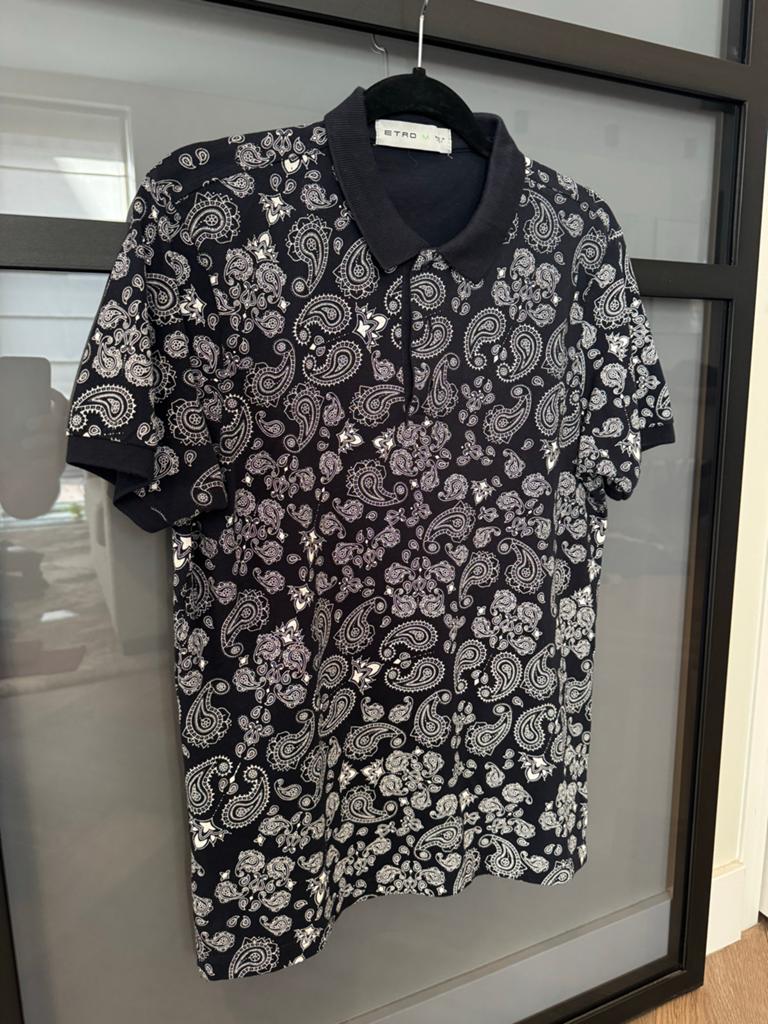 Etro Paisley Polo, Ophalen of Verzenden, Zo goed als nieuw, Maat 48/50 (M), Zwart