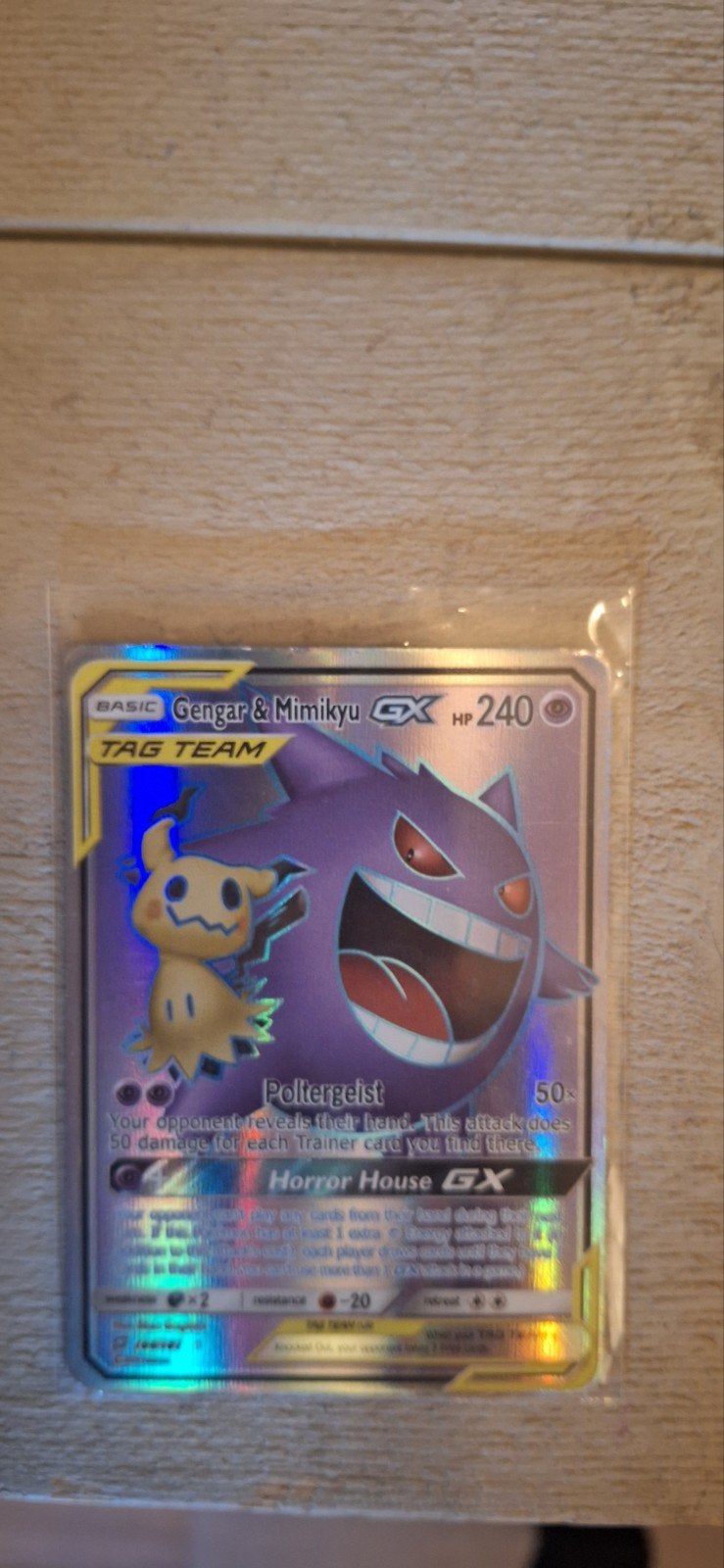 Gengar & Mimikyu GX Pokemon Kaart, Hobby en Vrije tijd, Verzamelkaartspellen | Pokémon, Ophalen of Verzenden, Zo goed als nieuw