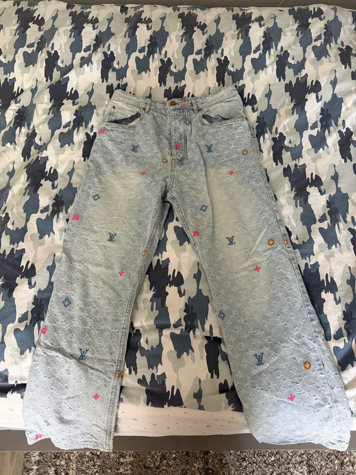 Louis Vuitton Monogram Denim Jeans, Maat 38/40 (M), Blauw, Ophalen of Verzenden, Zo goed als nieuw