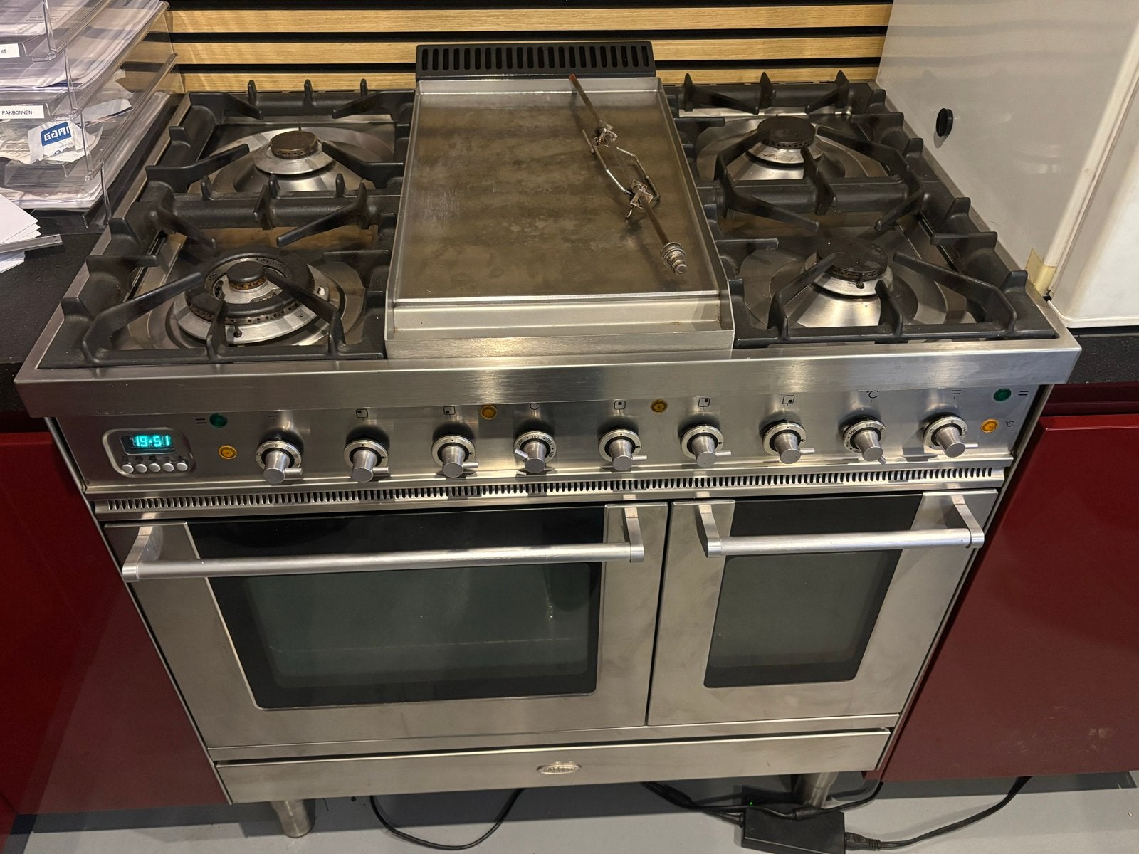 Boretti 90 cm fornuis - 4 gasbranders + bakplaat - dubbele o, Ophalen, Gebruikt, 60 cm of meer, Grill