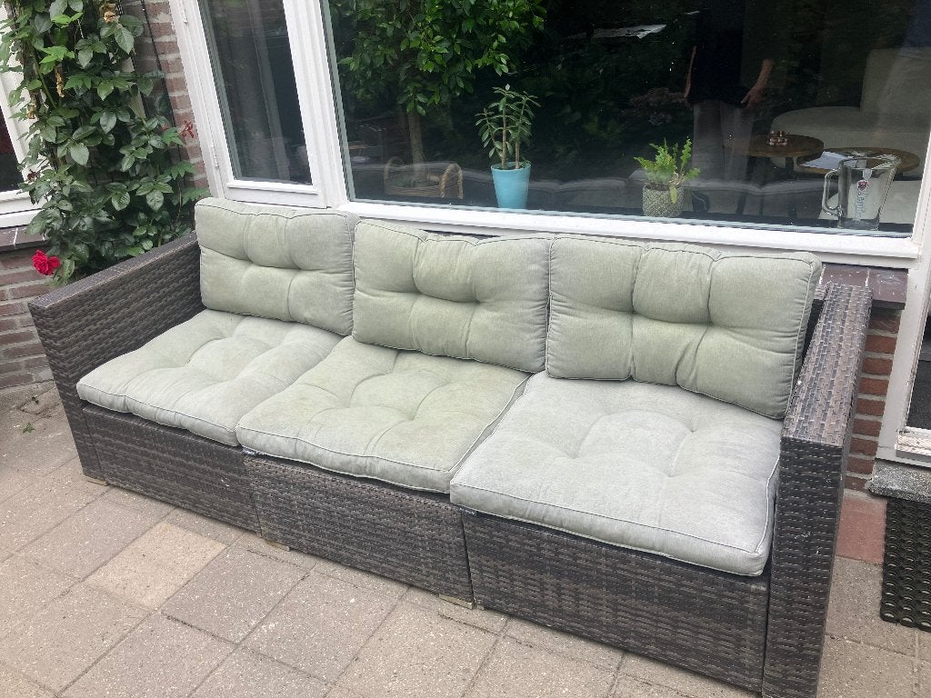 Tuinbank met Kussens, Ophalen of Verzenden, Gebruikt, Wicker