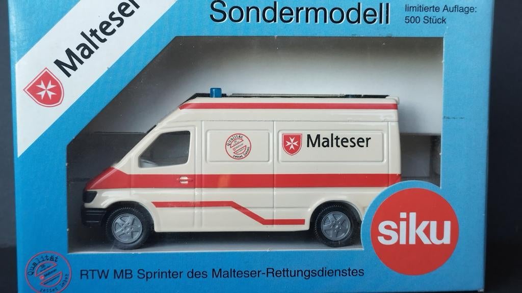 Mercedes Benz Sprinter Malteser Hilfsdienst Siku 1932 Pol, Schlittenbacherstrasse 60 Lüdenscheid Germany, Auto, Nieuw, Ophalen of Verzenden