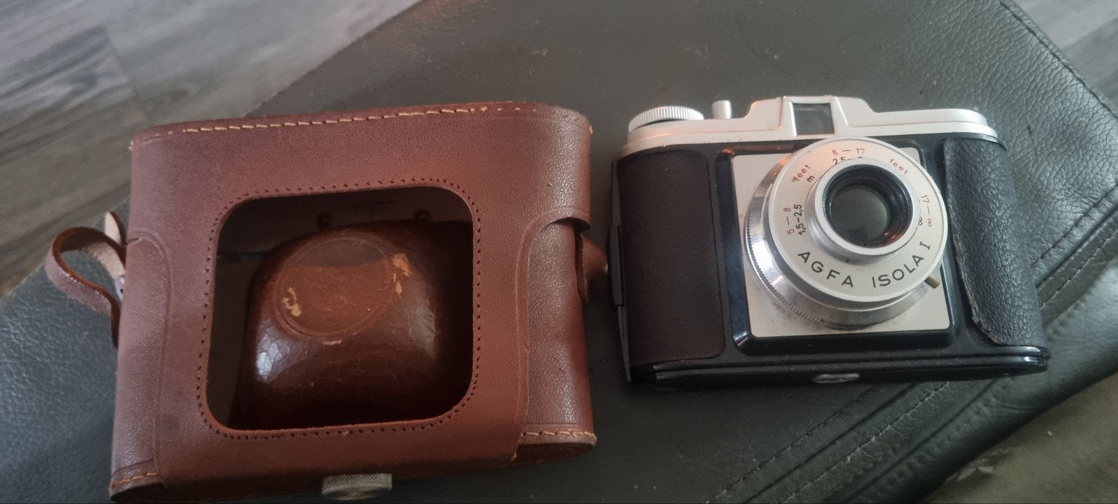 Vintage Agfa Isola I analoge camera (jaren '50/'60) + ledere, Ophalen of Verzenden, Compact, Overige Merken