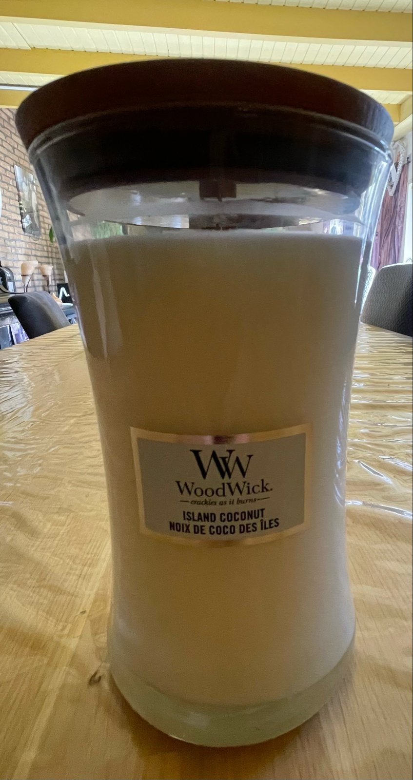 WoodWick Island Coconut Kaars - Groot, Woodwick, Nieuw, Ophalen of Verzenden, Glas