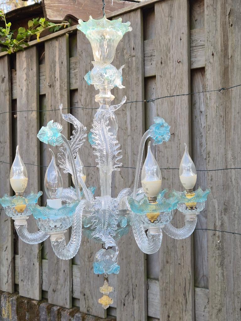 te koop; Murano glas kroonluchter, Huis en Inrichting, Lampen | Kroonluchters, Ophalen, Zo goed als nieuw, Glas, Venetiaans Murano