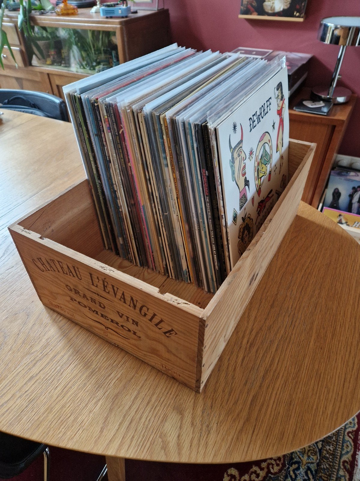 Houten wijnkist Château L'Evangile 1999, stoere opbergkist!, Huis en Inrichting, Woonaccessoires | Kisten, Minder dan 50 cm, Gebruikt