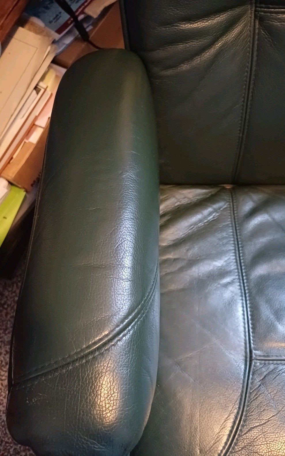 Prachtige scandinavische Vintage Relaxfauteuil Farstrup Casa, Ophalen, Gebruikt, 50 tot 75 cm, Leer