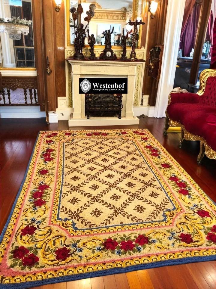 Handgeknoopt tapijt - vloerkleed wol vintage klassiek, Gebruikt, 200 cm of meer, Ophalen of Verzenden, Rechthoekig
