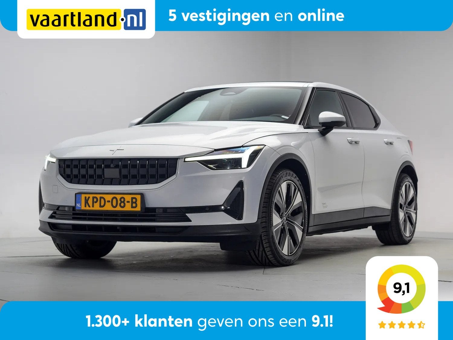 Polestar 2 Long Range Single Motor 78kWh 3 fase [ Panorama L, 0 cilinders, Gebruikt, 495 min, 231 pk