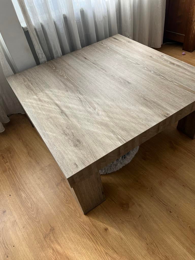 Vierkante salontafel in houtlook 100x100 cm, Ophalen, Gebruikt, Overige materialen, Vierkant