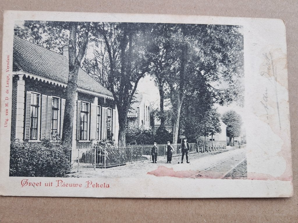Nieuwe Pekela - Groet Uit (1905, Volk, Trambaan?), Verzenden, Voor 1920, Gelopen, Groningen