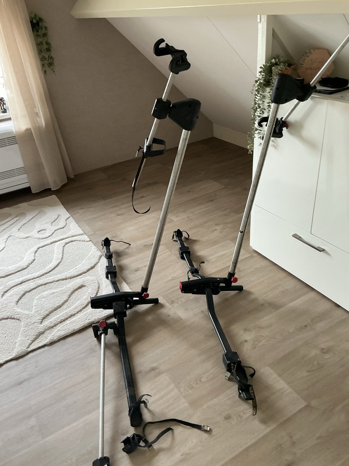 Fietsendrager autodak met hefveer - verstelbaar en makkelijk, Ophalen of Verzenden, 2 fietsen, Gebruikt, Dakdrager