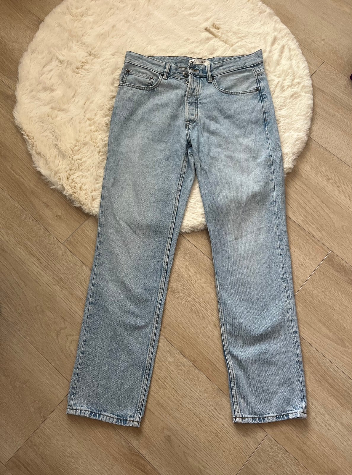 ZARA - Straight Jeans Lichtblauw – Maat 40, Ophalen of Verzenden, Gedragen, Blauw, W30 - W32 (confectie 38/40)