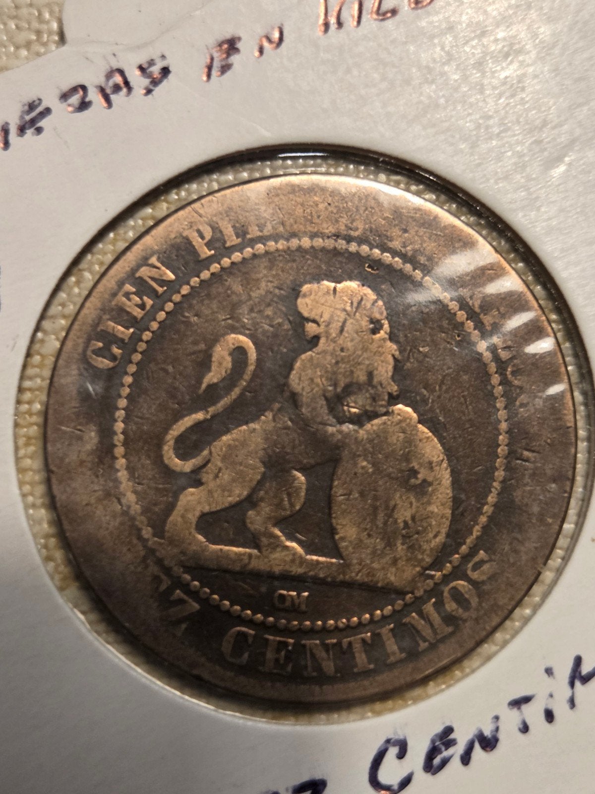 Zeldzame Spaanse 10 Centimos munt uit 1870, Ophalen of Verzenden, Overige waardes, Losse munt